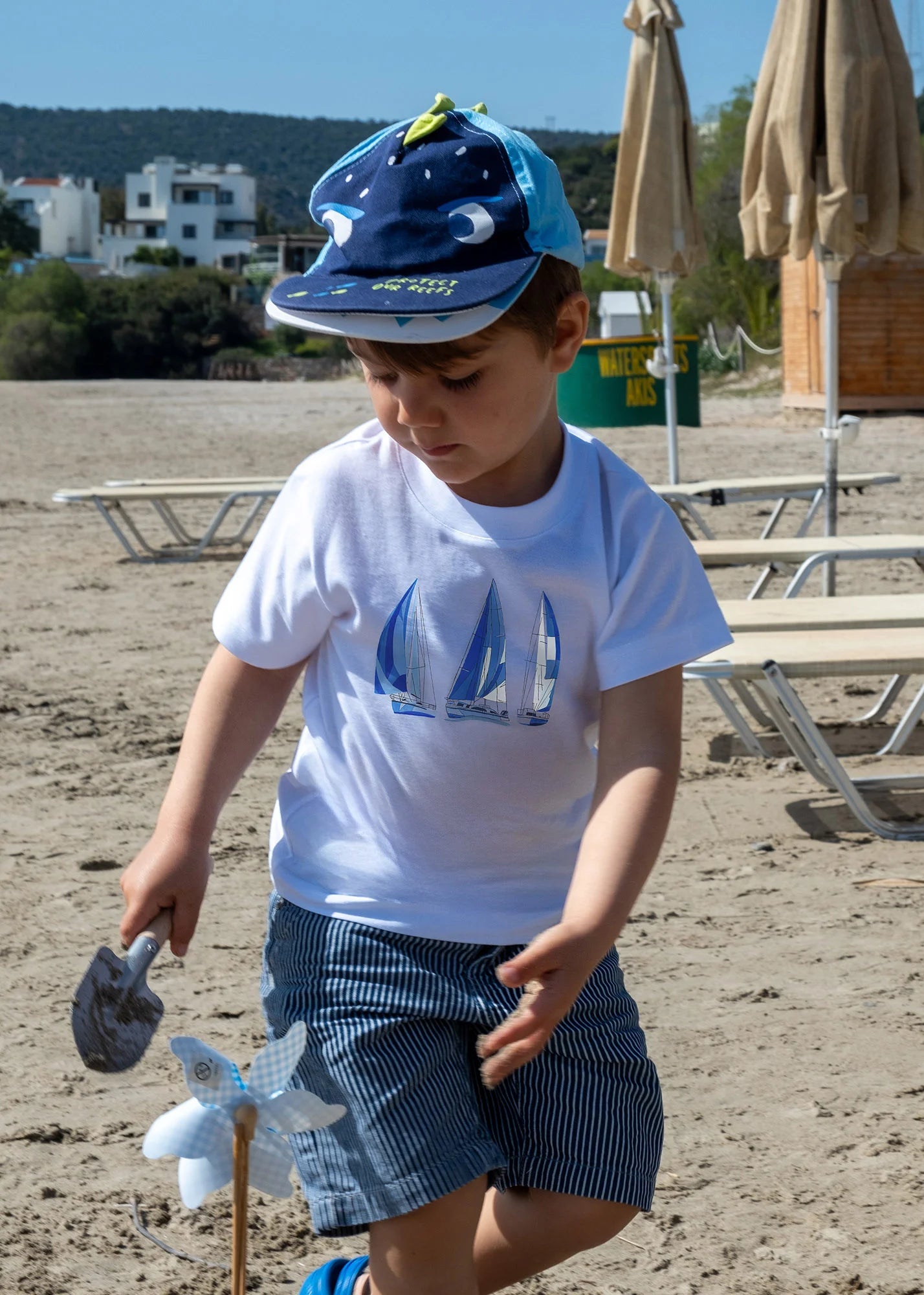 Triple Blue Sailboats - T-Shirts