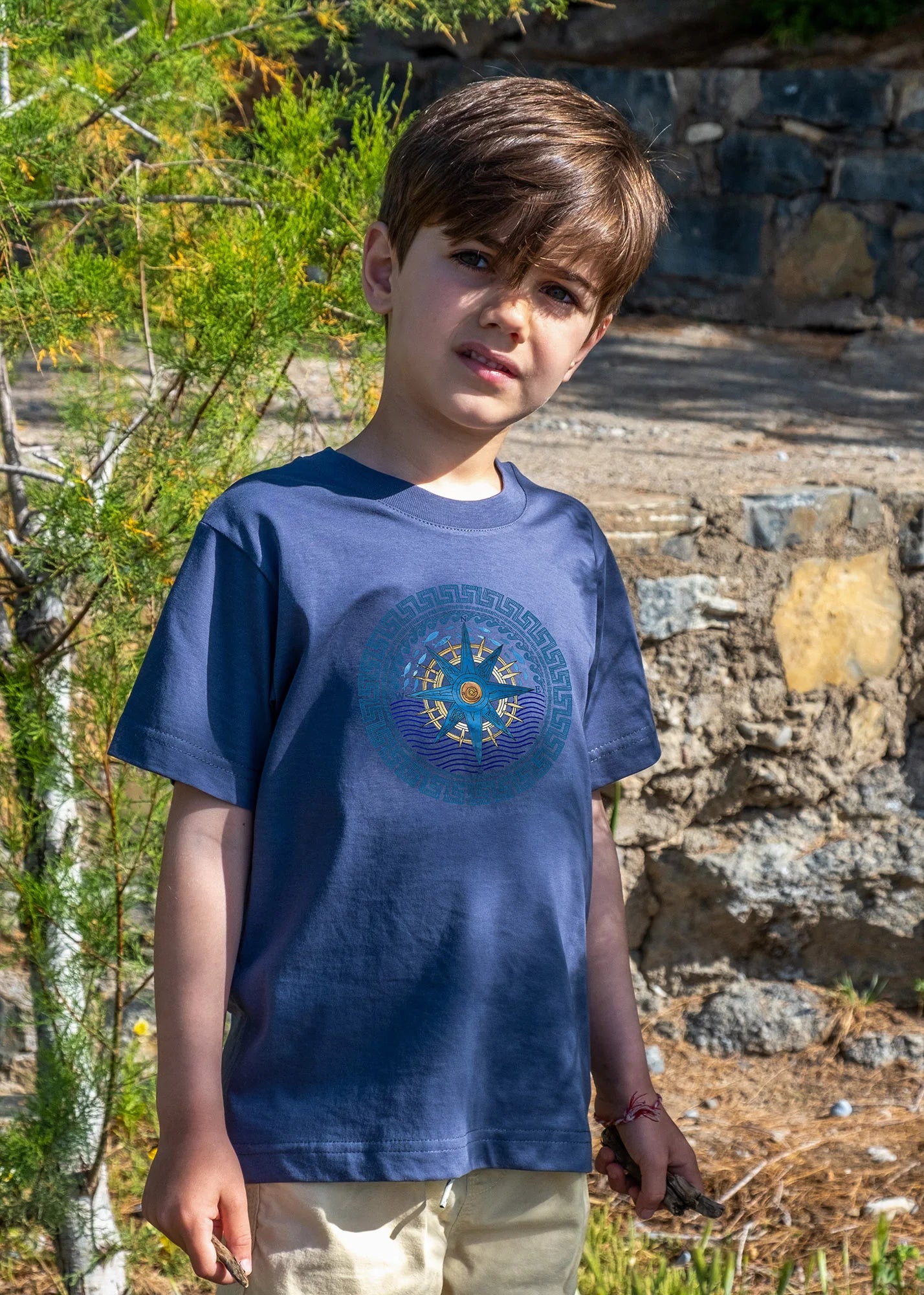 Blue Compass & Greek Key - T-Shirts
