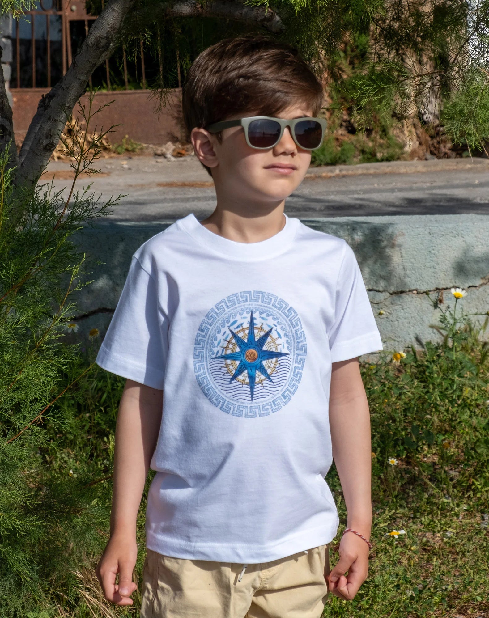 Blue Compass & Greek Key - T-Shirts