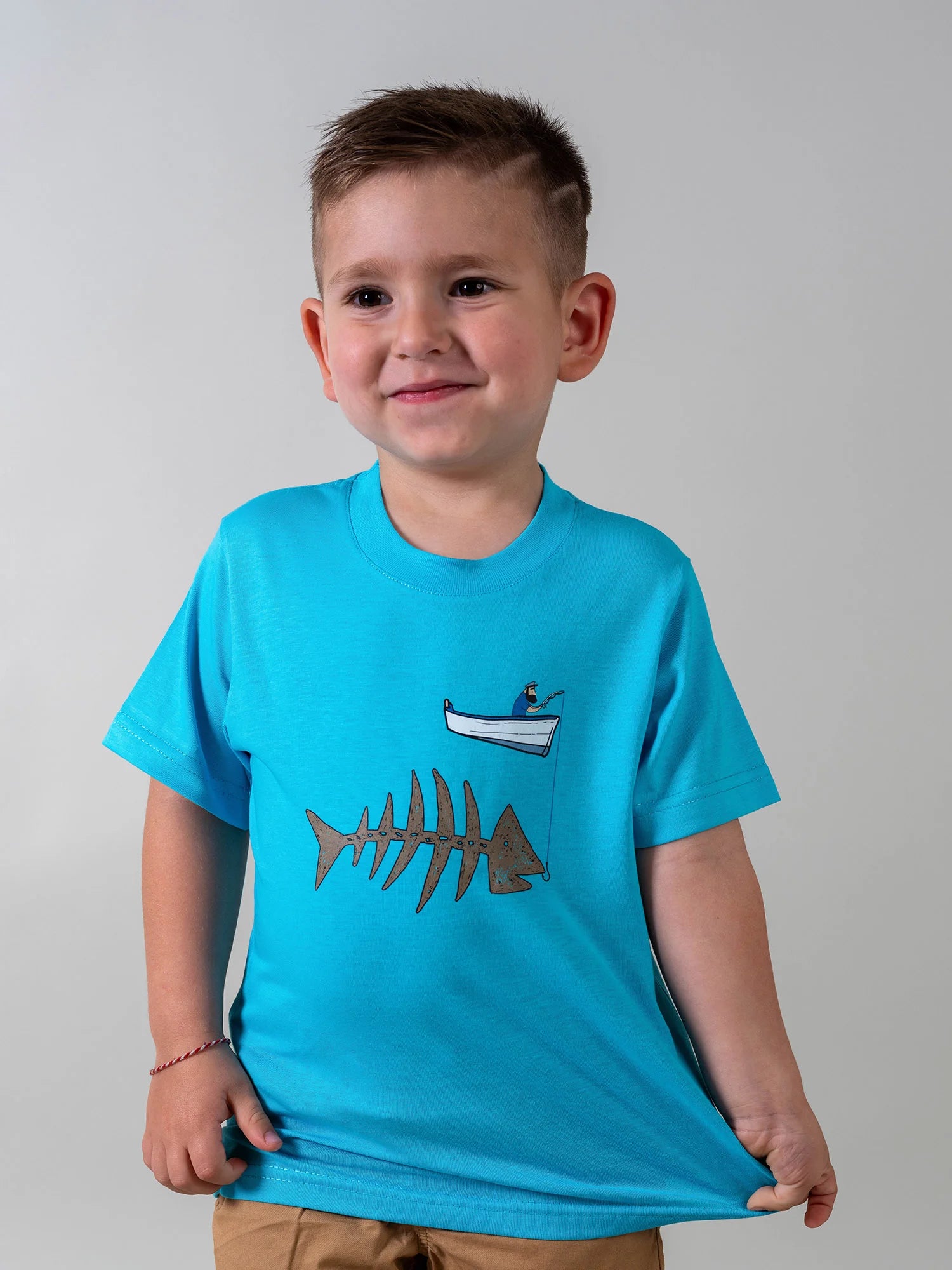 Fishing Boat & Fish Skeleton - T-Shirts