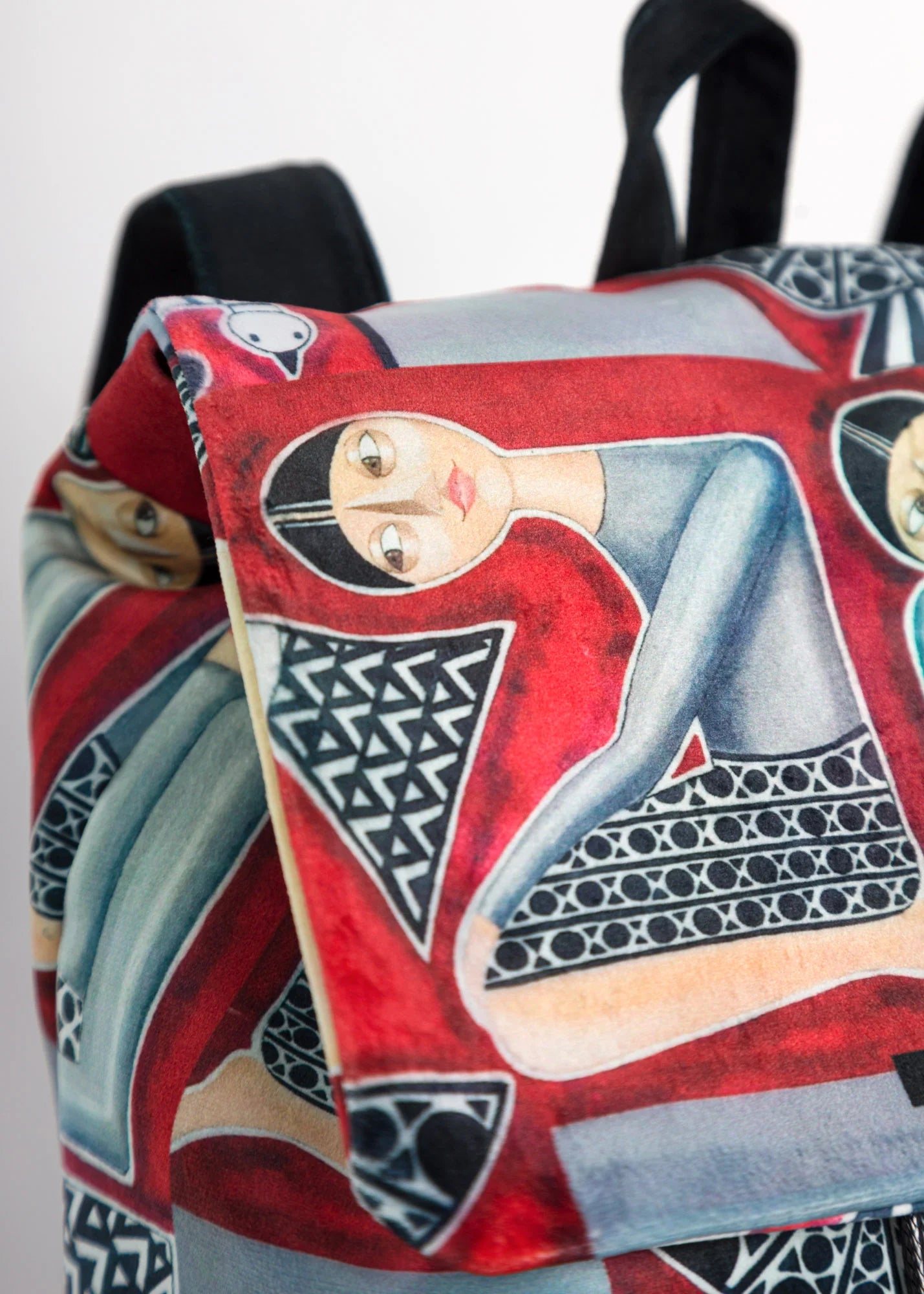 Maria Kokkini - People and Birds - Velvet - Backpacks