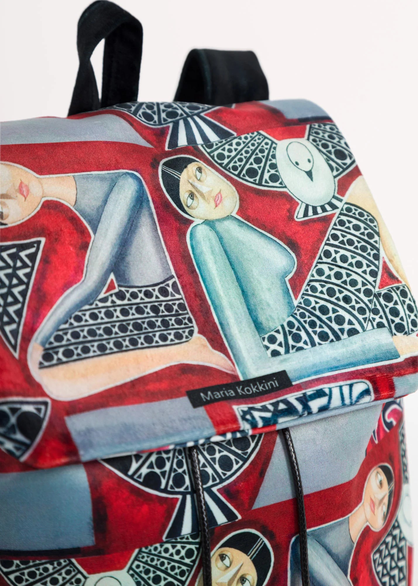 Maria Kokkini - People and Birds - Velvet - Backpacks