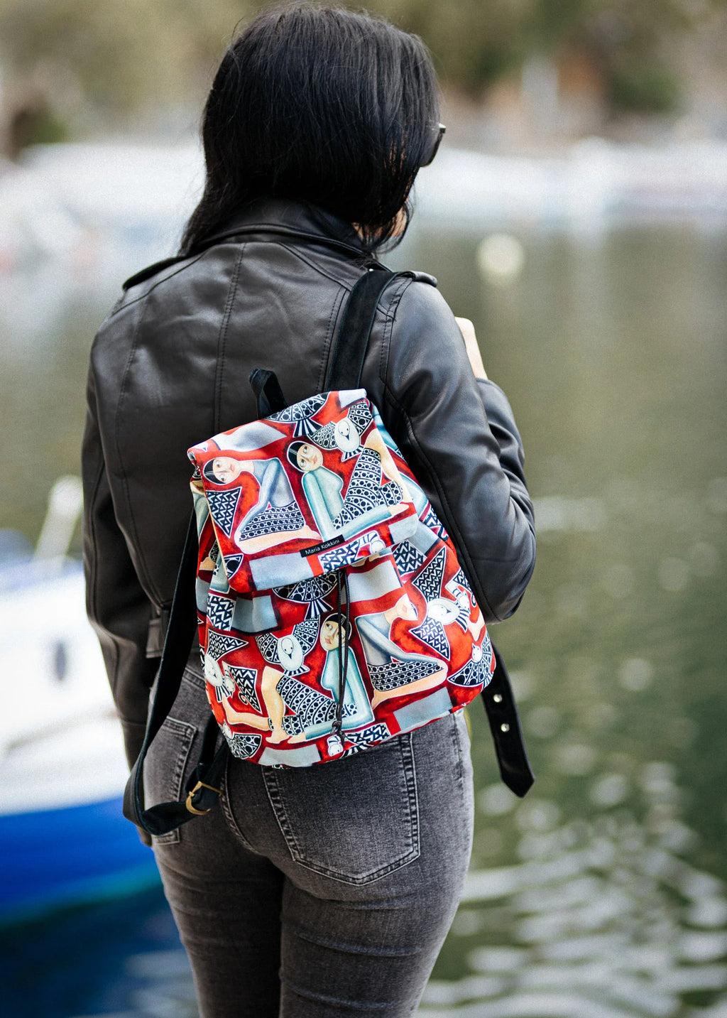 Maria Kokkini - People and Birds - Velvet - Backpacks