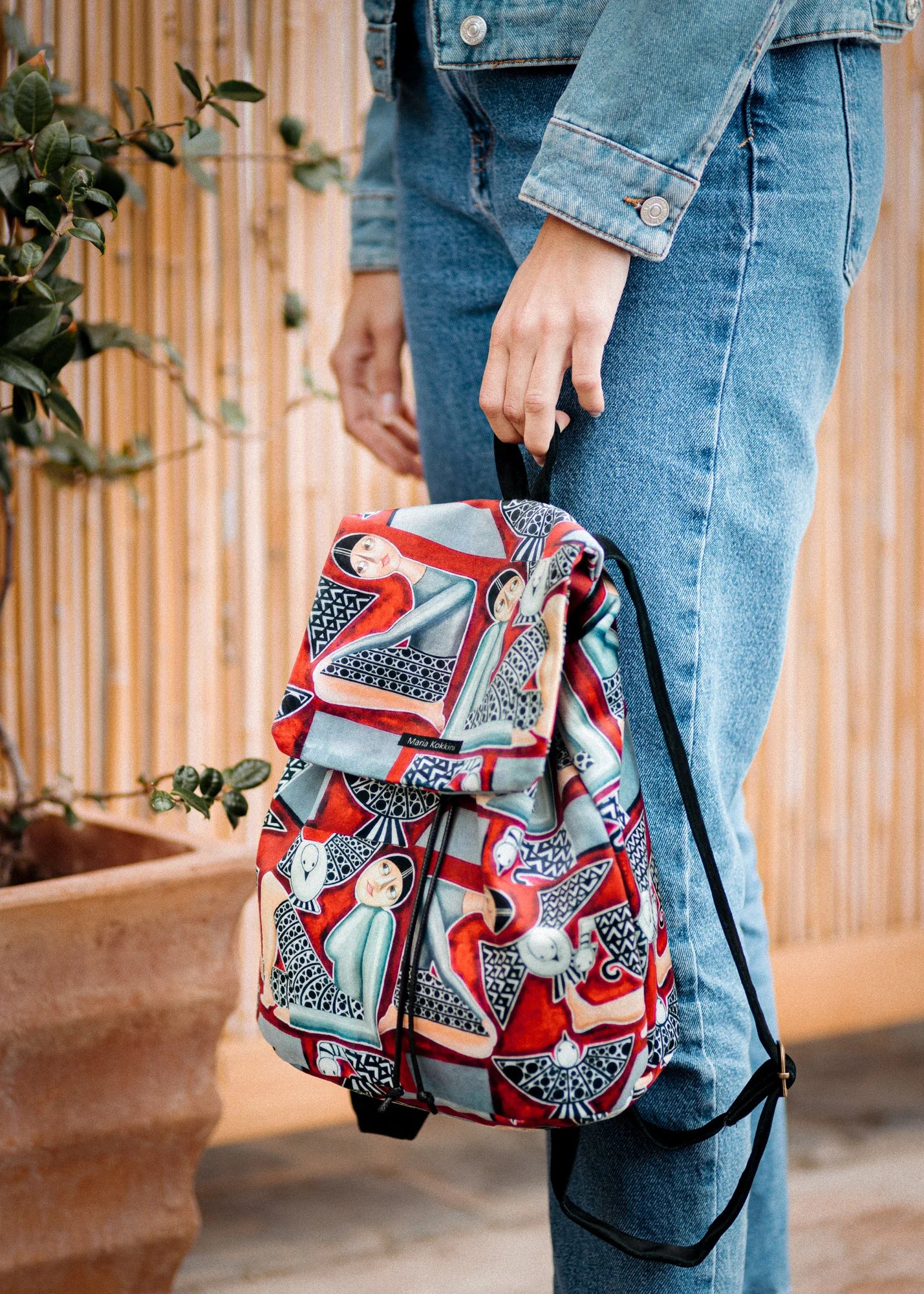 Maria Kokkini - People and Birds - Velvet - Backpacks
