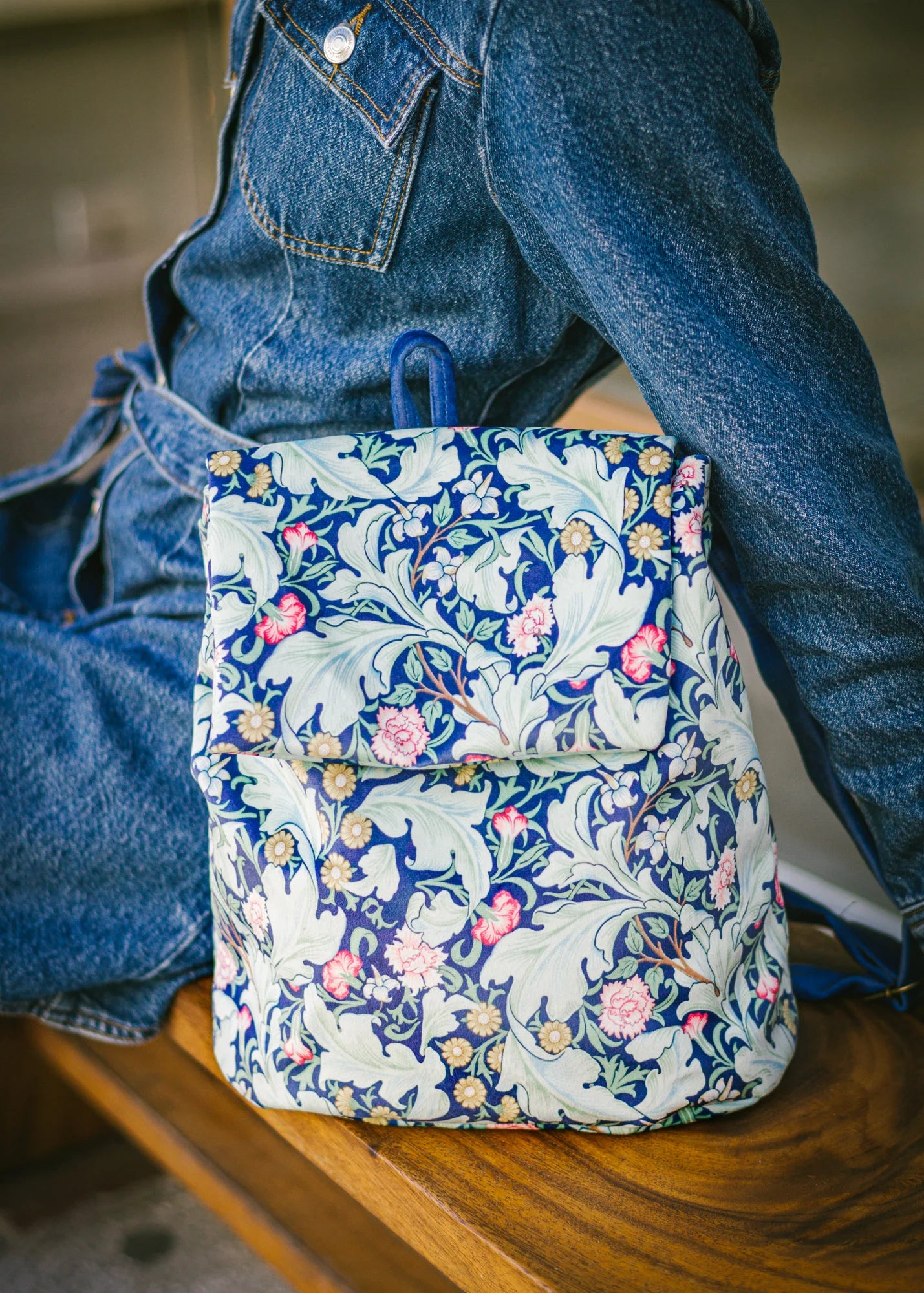 William Morris - Woad Sage - Velvet - Backpacks