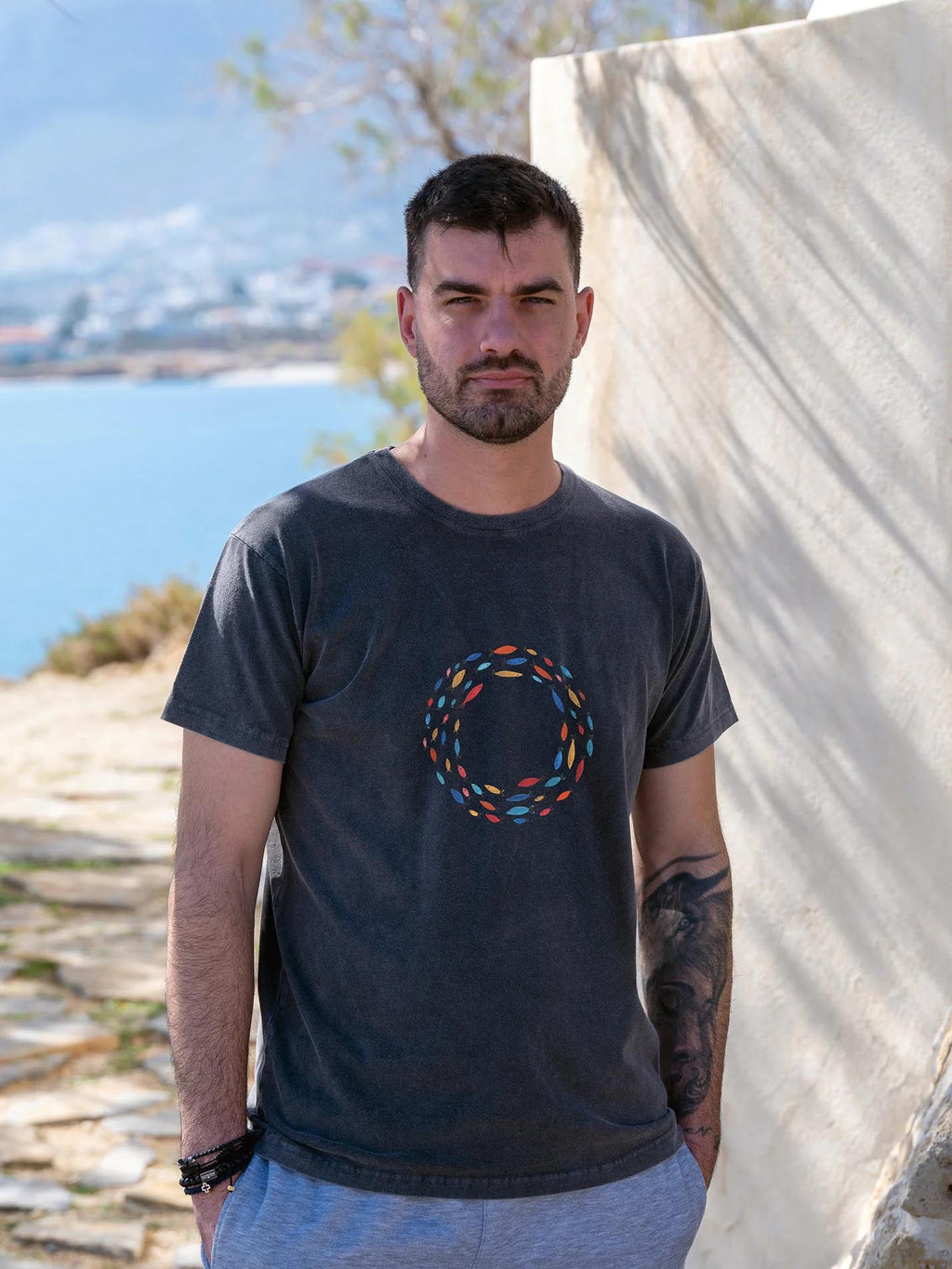 Aegean Fish Circle - Stonewashed T-Shirts