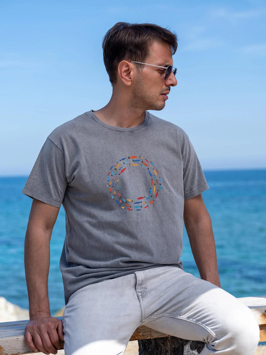 Aegean Fish Circle - Stonewashed T-Shirts