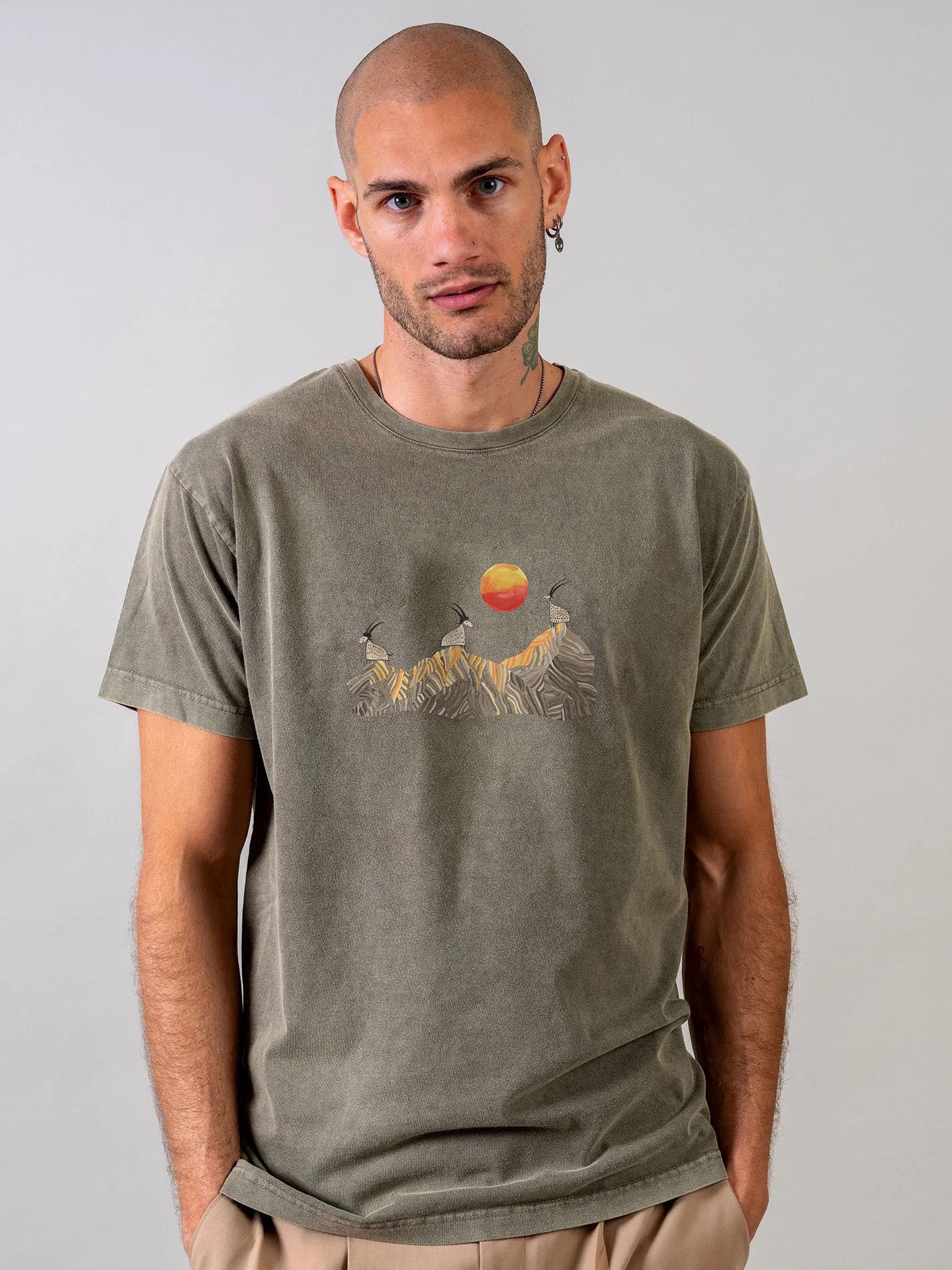 Cretan goats on a jagged ridge - Stonewashed T-Shirts