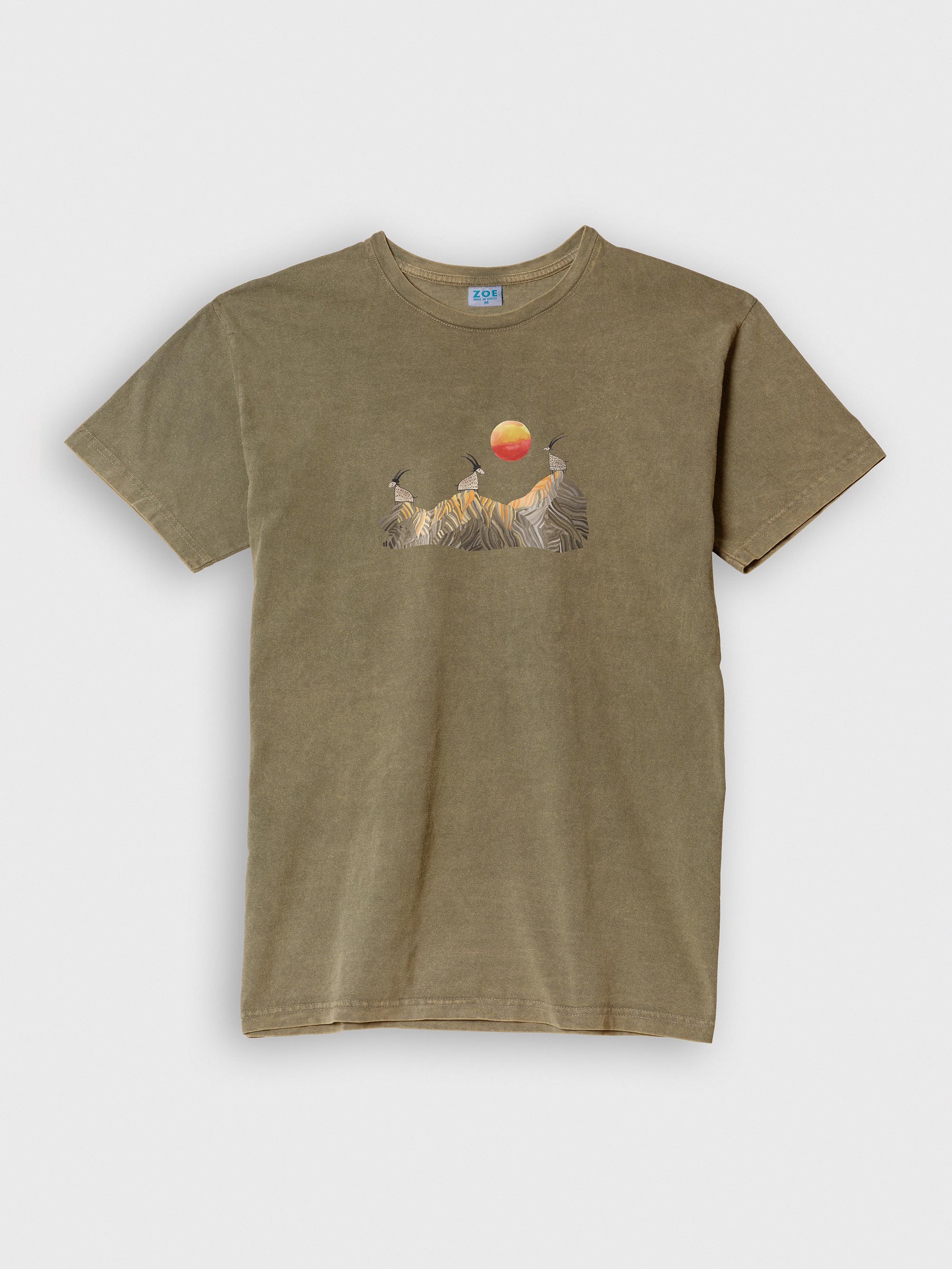 Cretan goats on a jagged ridge - Stonewashed T-Shirts