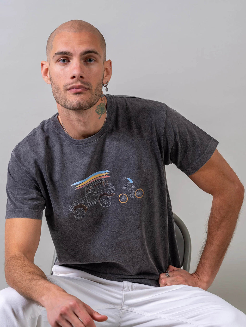 Surf Jeep & Cyclist - Stonewashed T-Shirts
