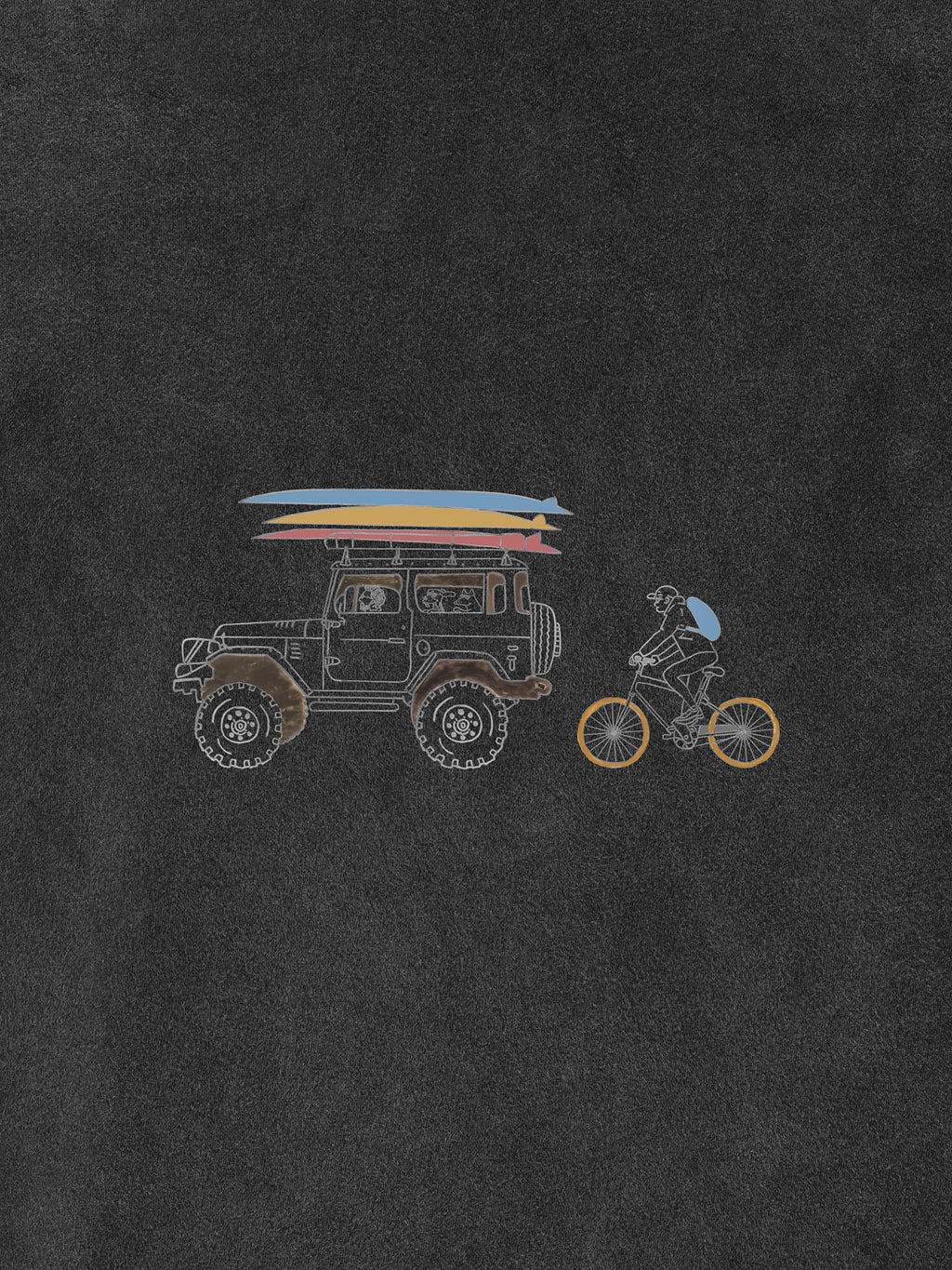 Surf Jeep & Cyclist - Stonewashed T-Shirts
