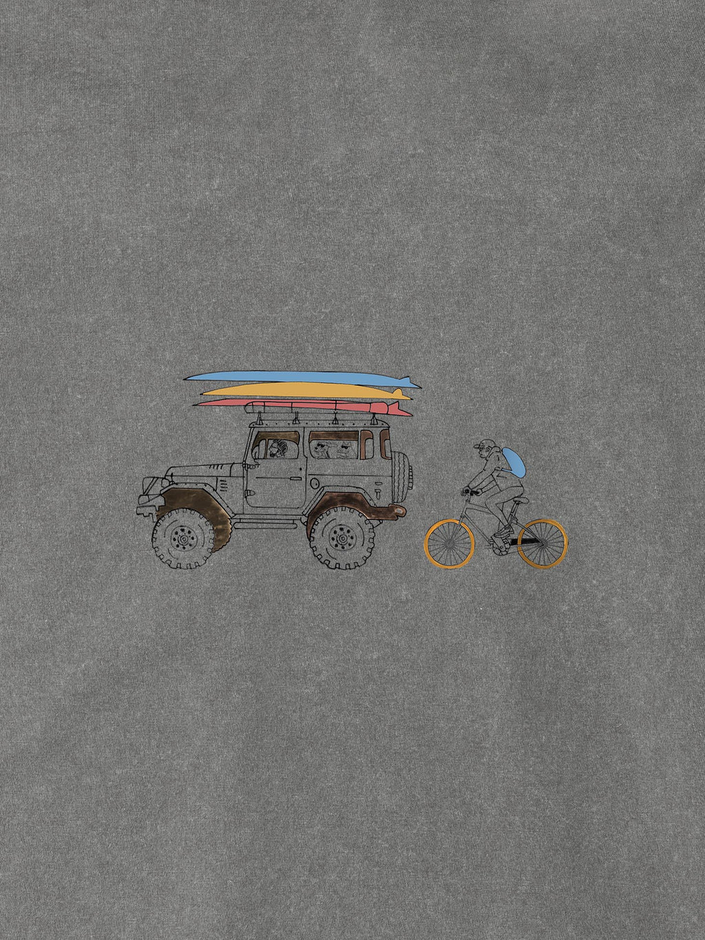 Surf Jeep & Cyclist - Stonewashed T-Shirts