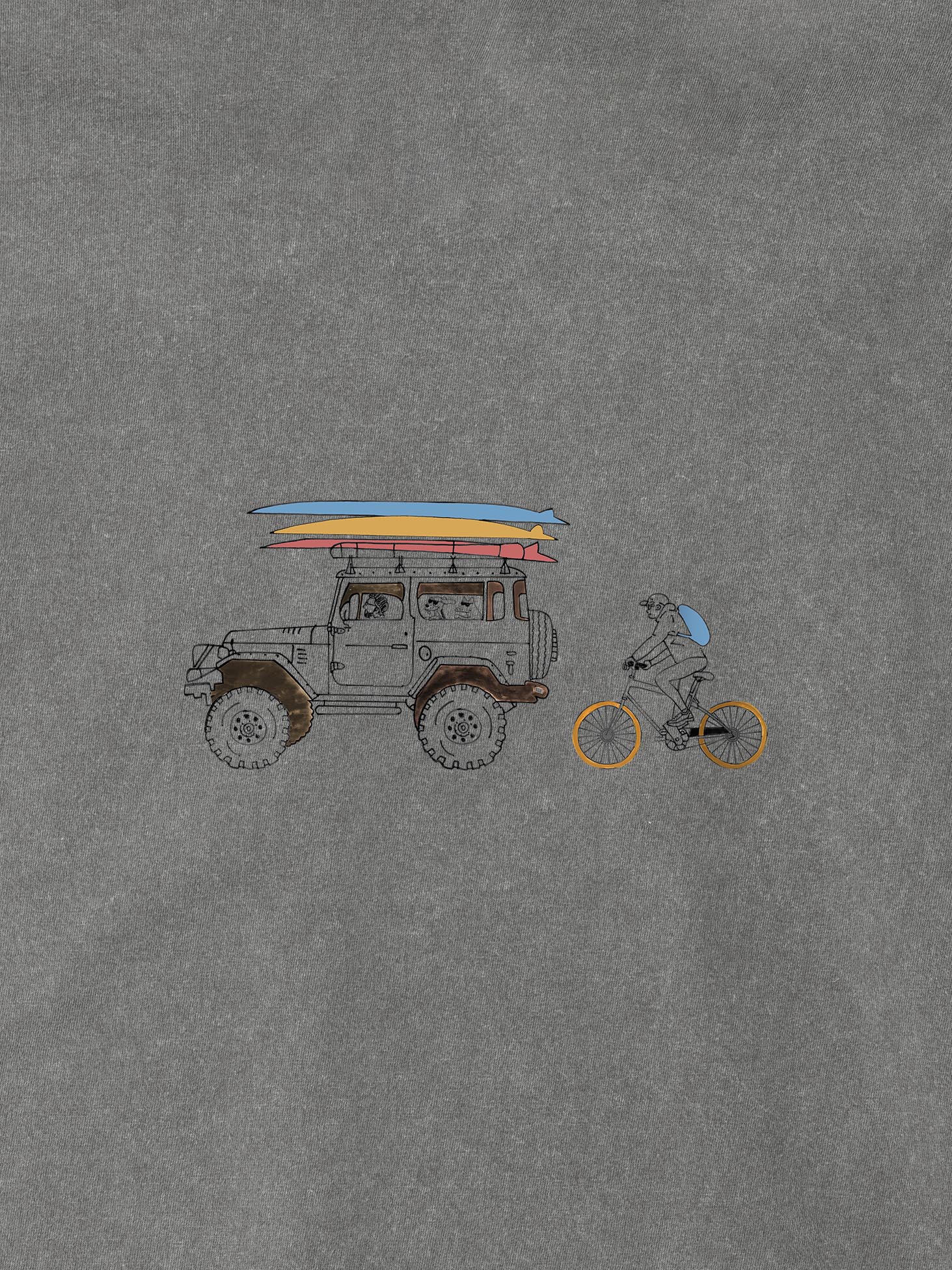 Surf Jeep & Cyclist - Stonewashed T-Shirts