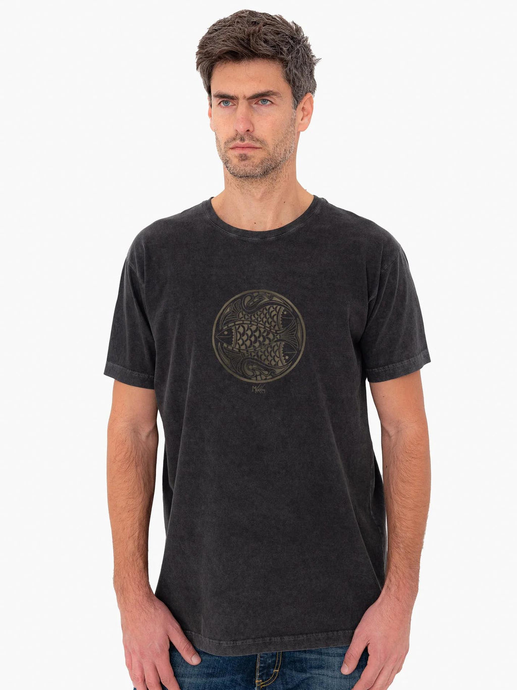 Maria Kokkini - Three Fish in Circle - Stonewashed T-Shirts