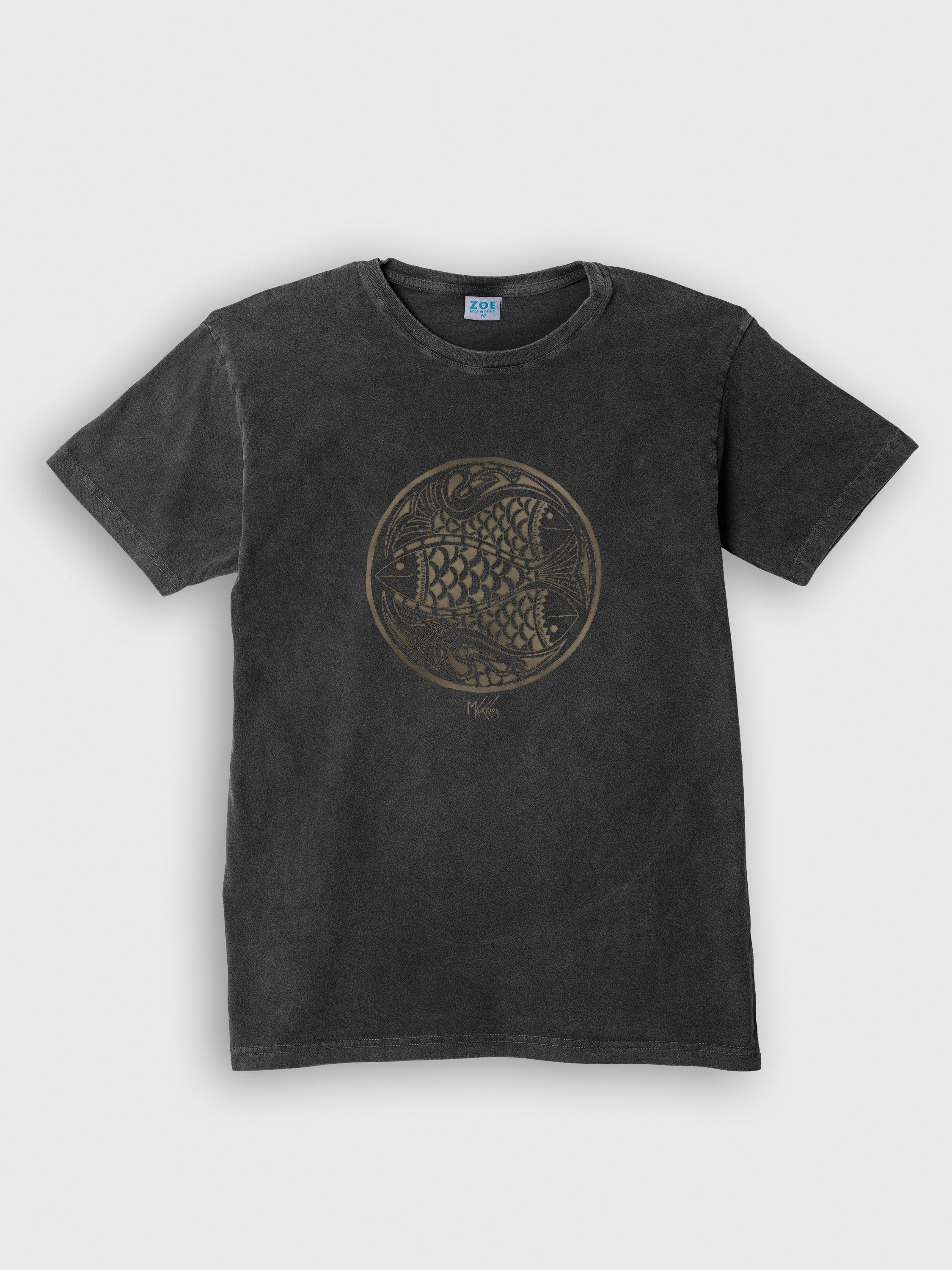 Maria Kokkini - Three Fish in Circle - Stonewashed T-Shirts