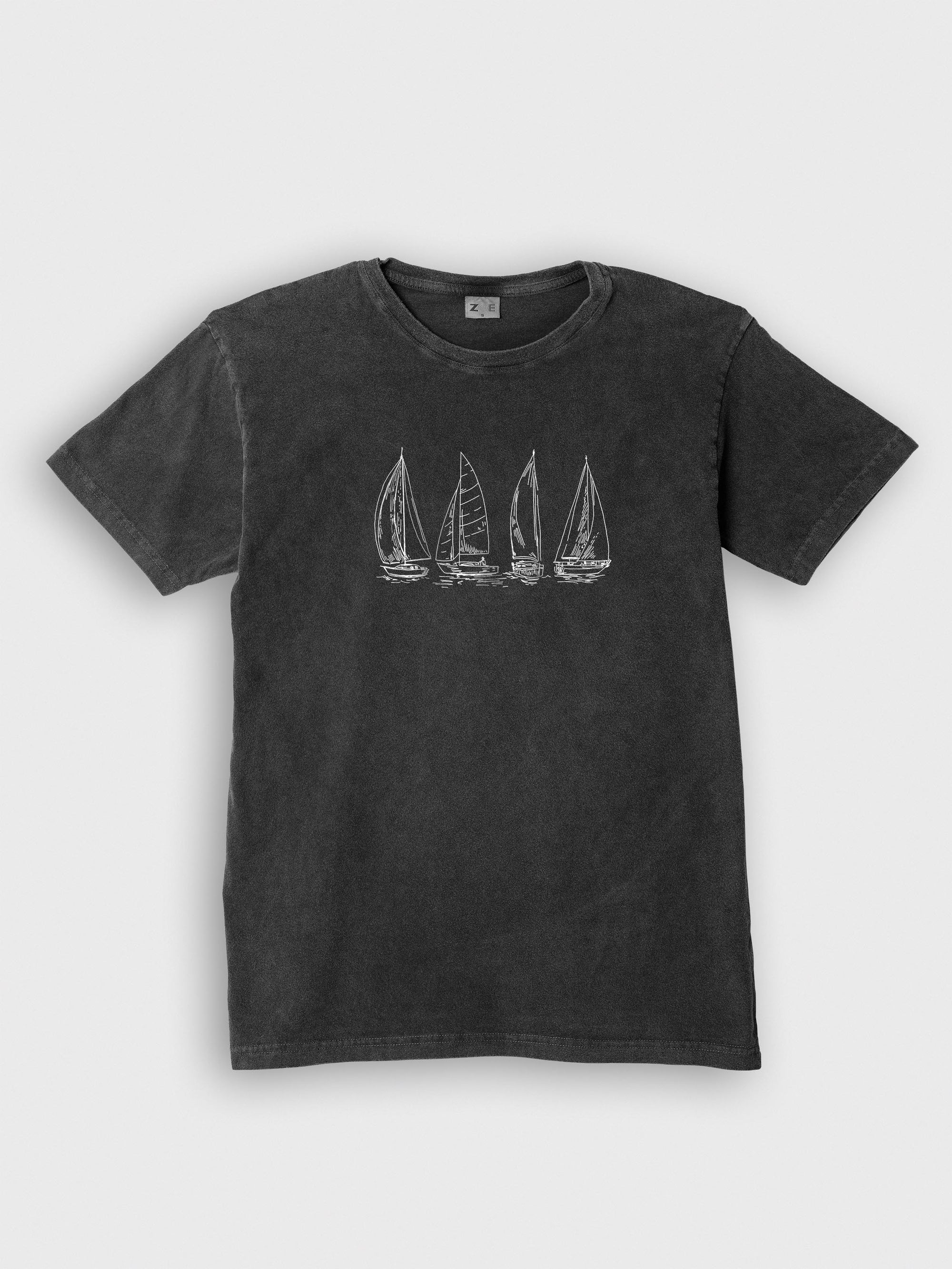 Outlines of sailing boats - Stonewashed T-Shirts