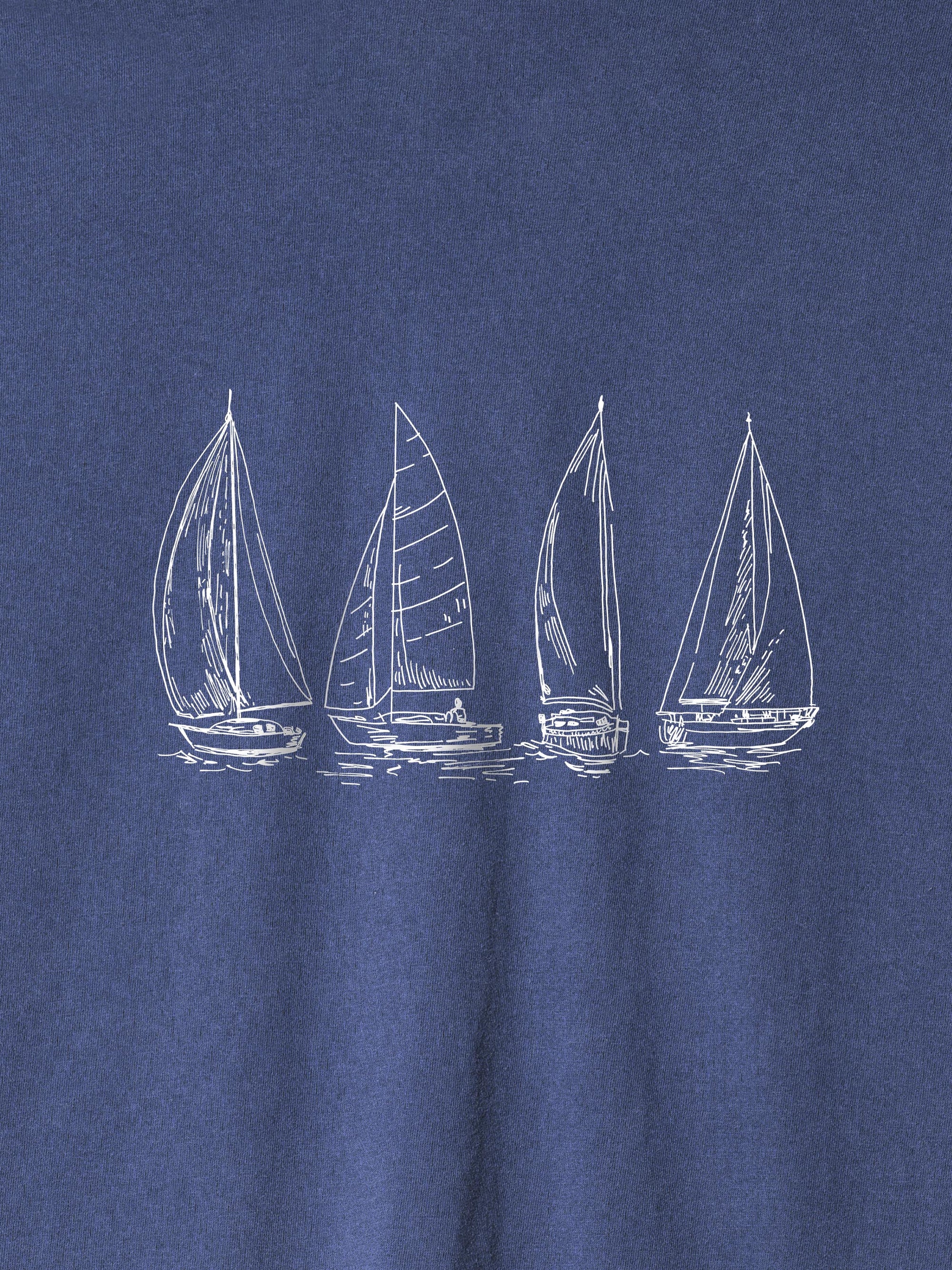 Outlines of sailing boats - Stonewashed T-Shirts