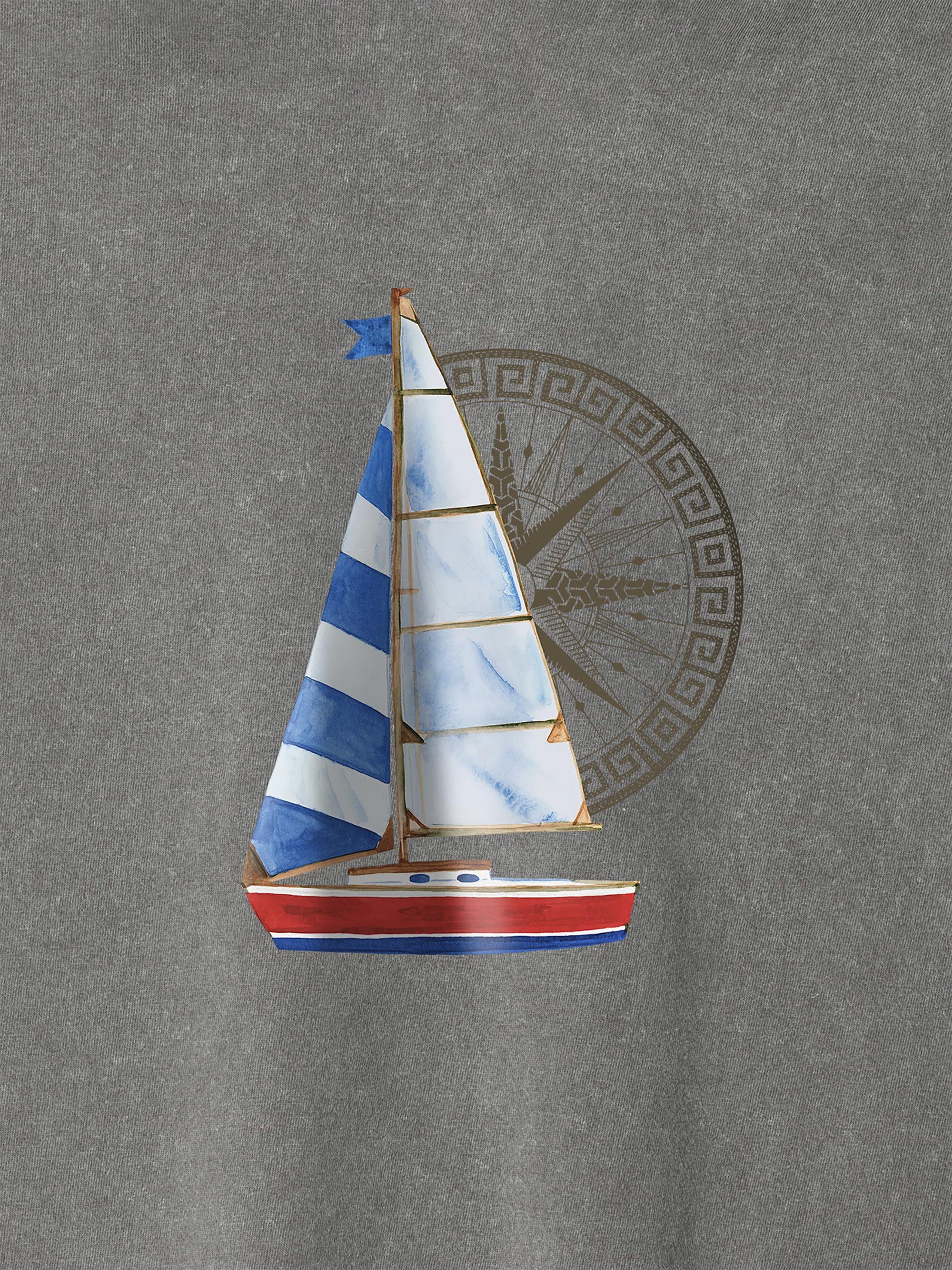 Sailing boat & Compass - Stonewashed T-Shirts
