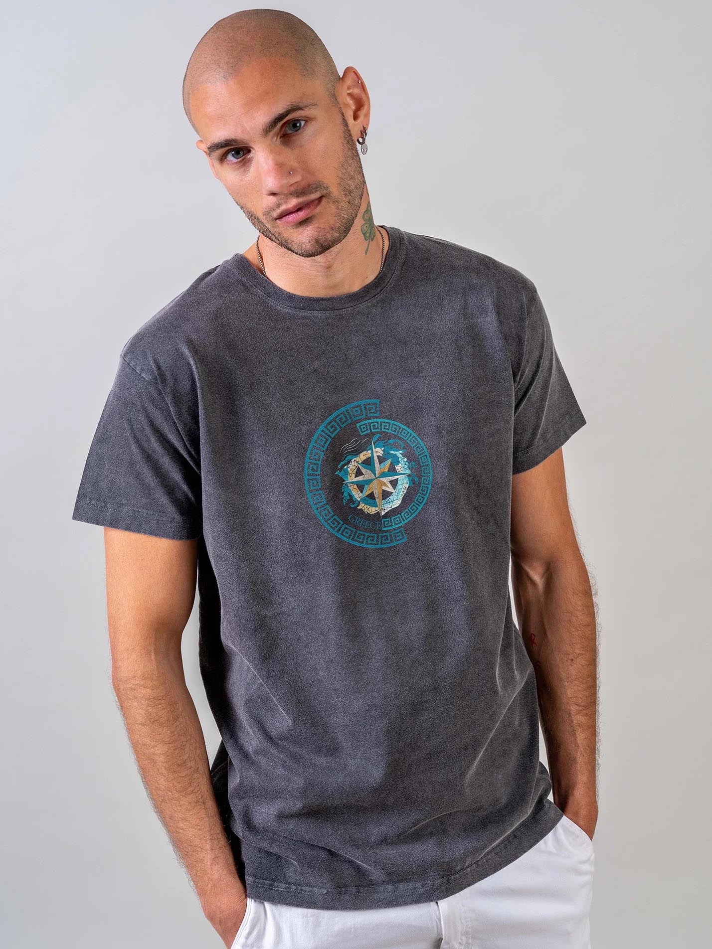Greek Compass and key pattern - Stonewashed T-Shirts