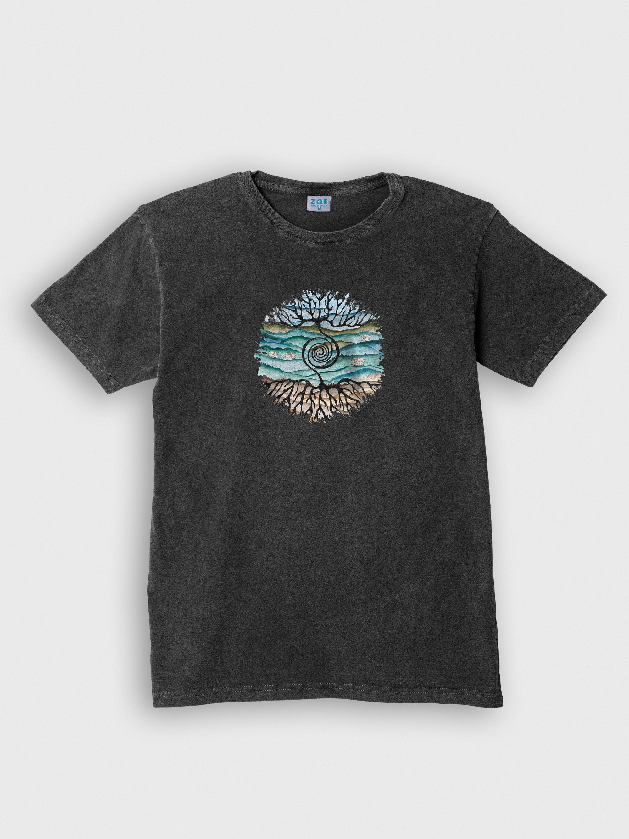 Tree rooted in Cretan landscape - Stonewashed T-Shirts