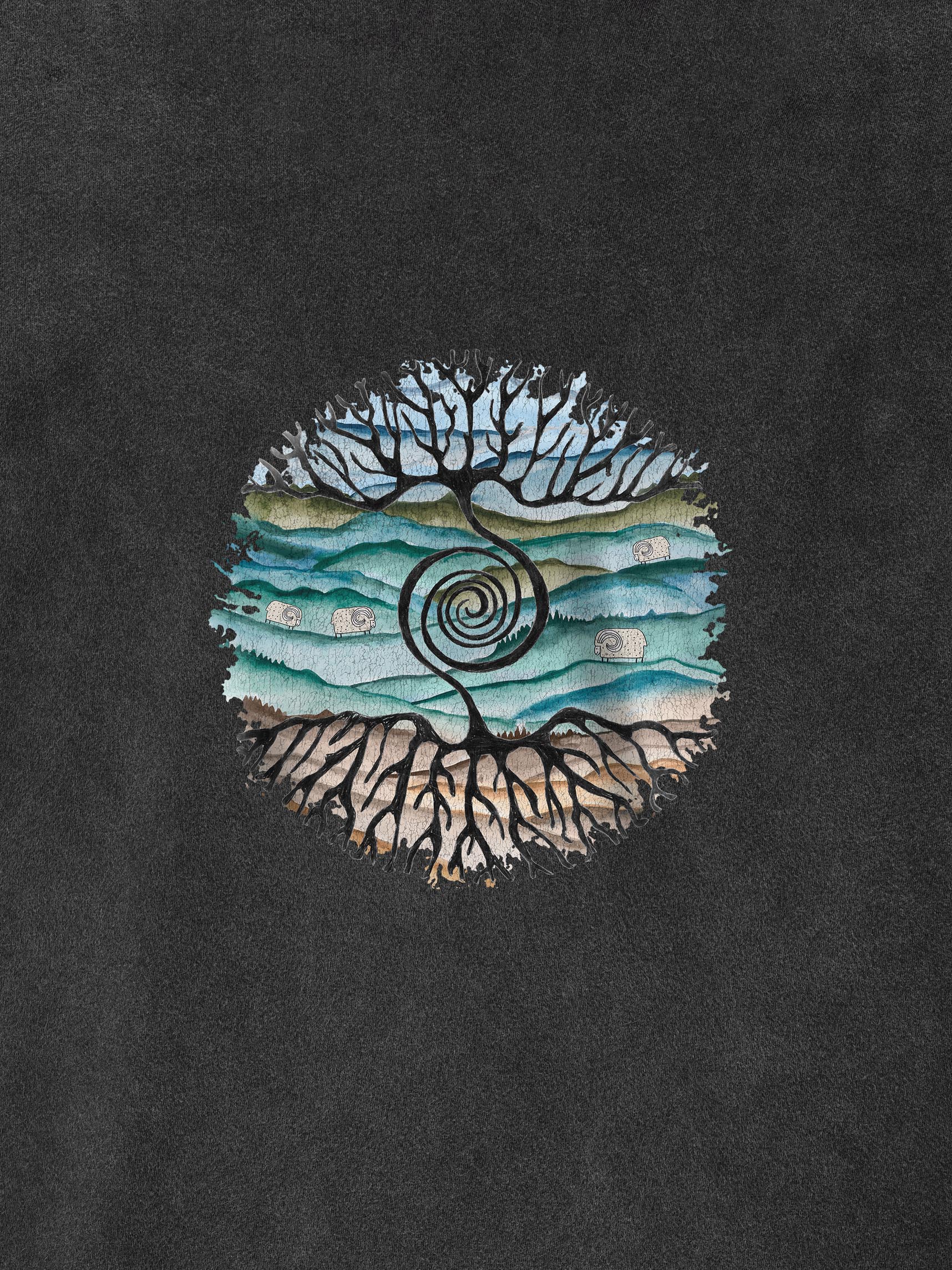Tree rooted in Cretan landscape - Stonewashed T-Shirts