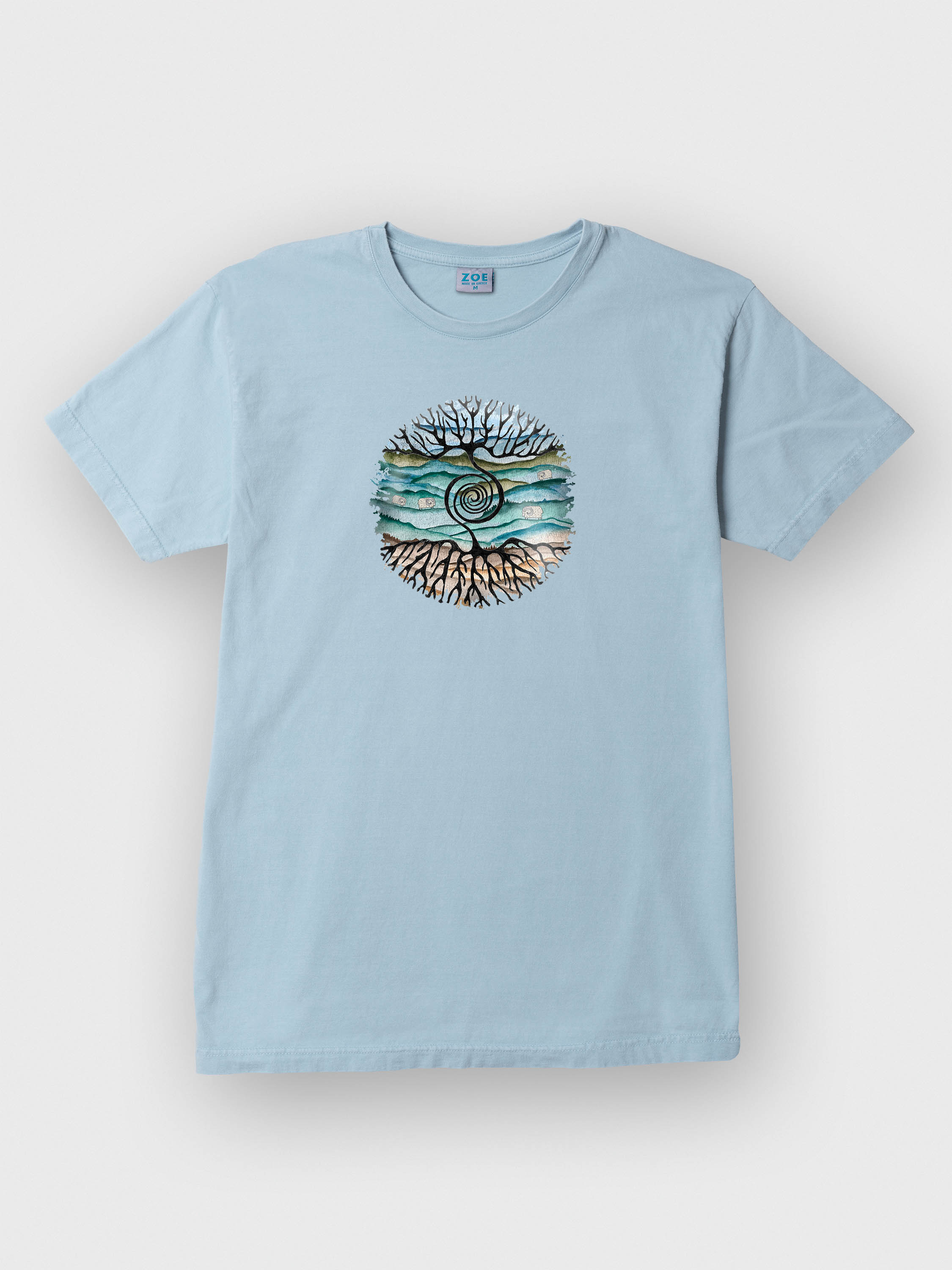 Tree rooted in Cretan landscape - Stonewashed T-Shirts