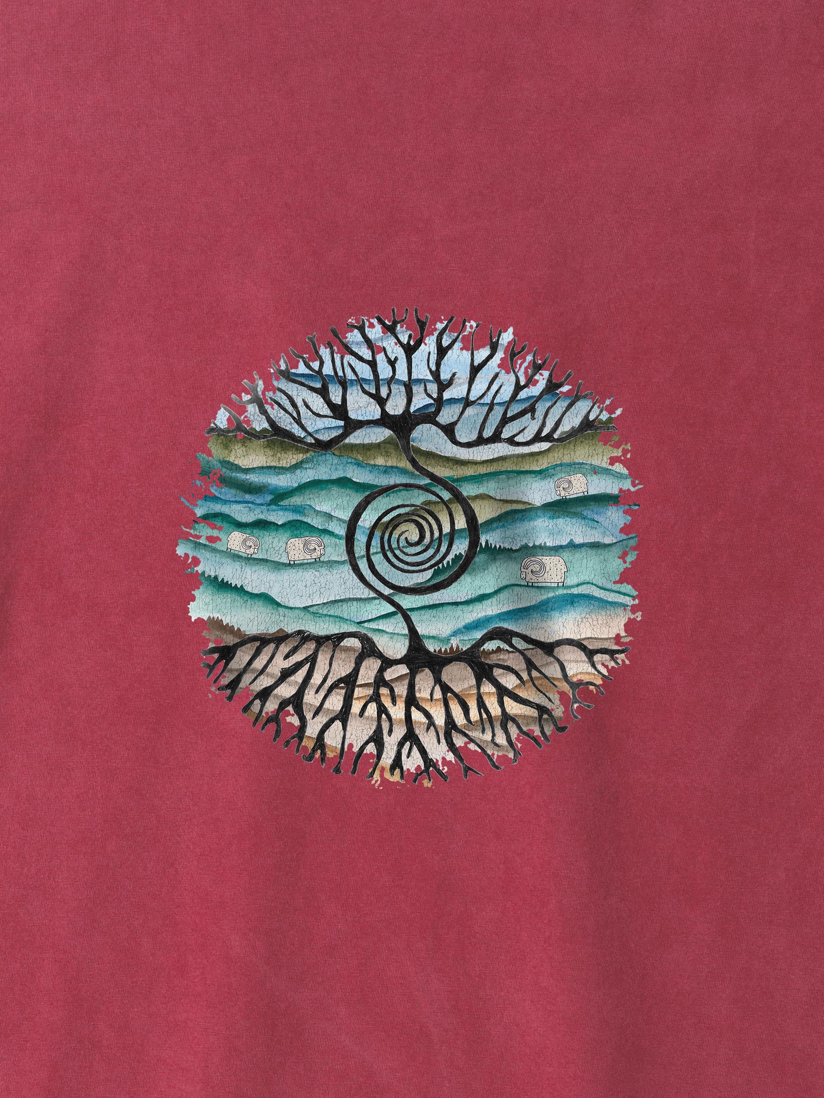 Tree rooted in Cretan landscape - Stonewashed T-Shirts