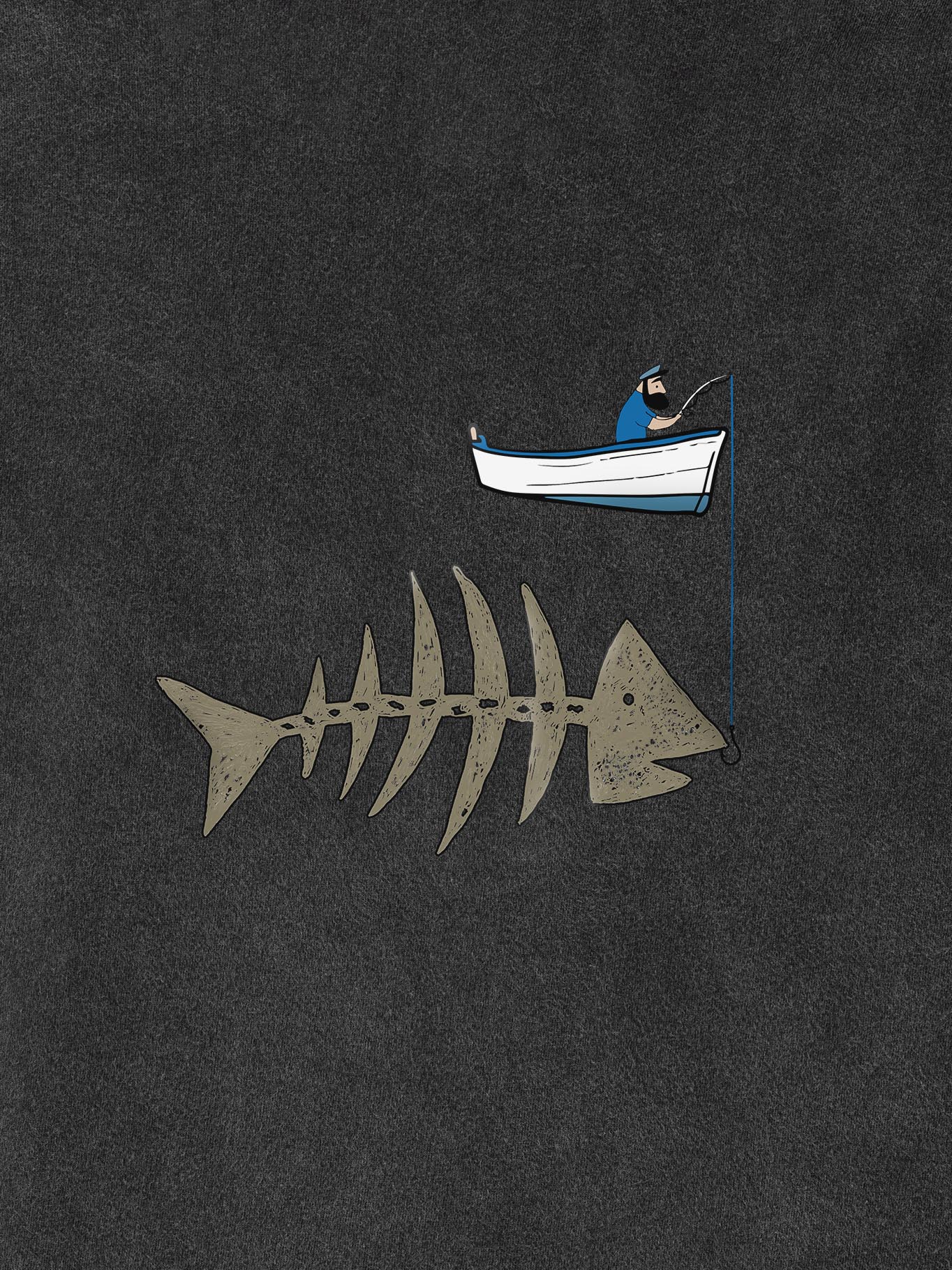 Fishing boat & Fishbone - Stonewashed T-Shirts