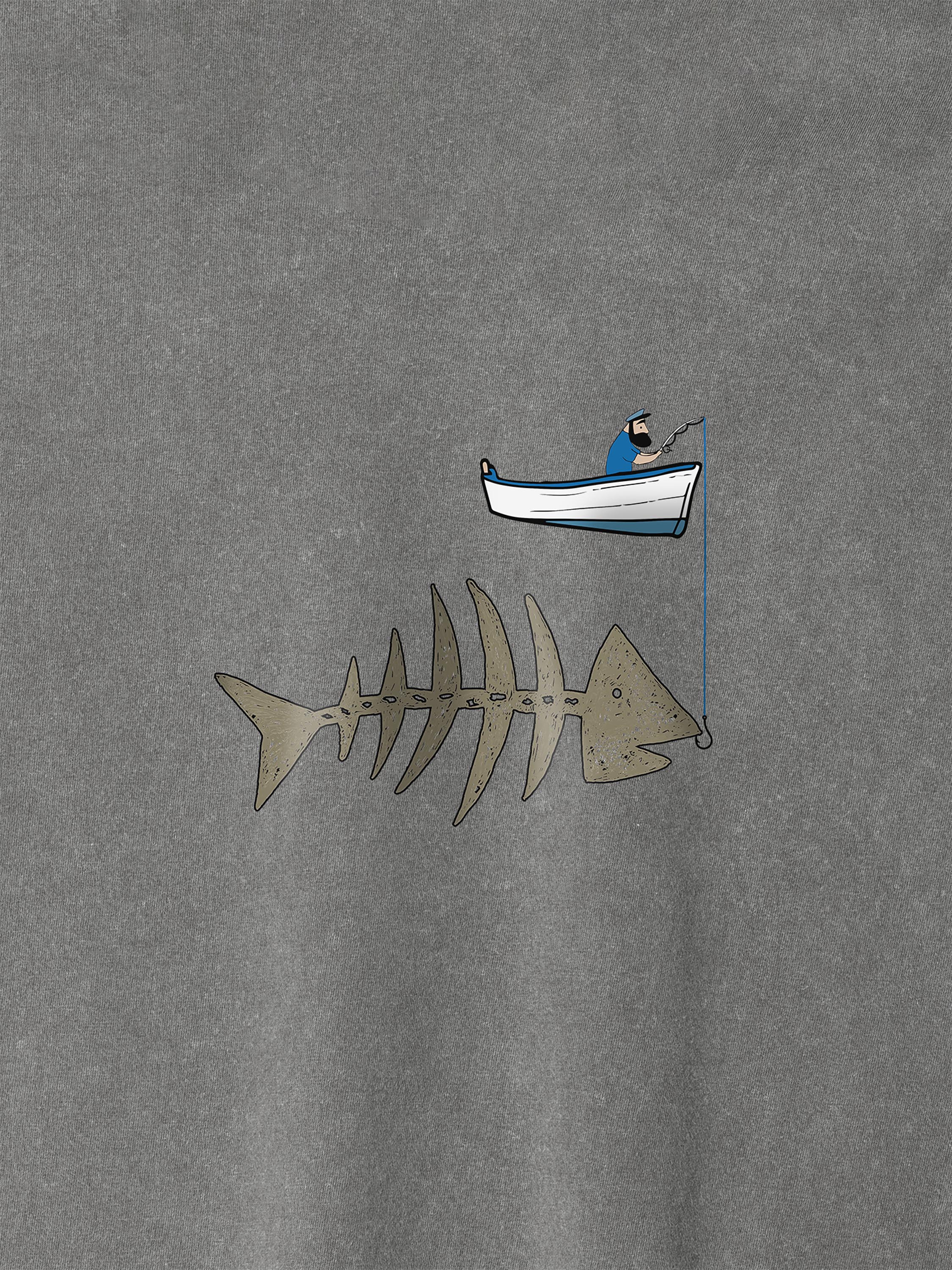 Fishing boat & Fishbone - Stonewashed T-Shirts